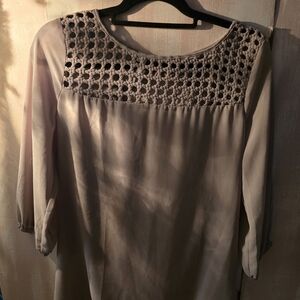 Spring Cleaning. Studio Y Elegant Beige Blouse with Lace Detail